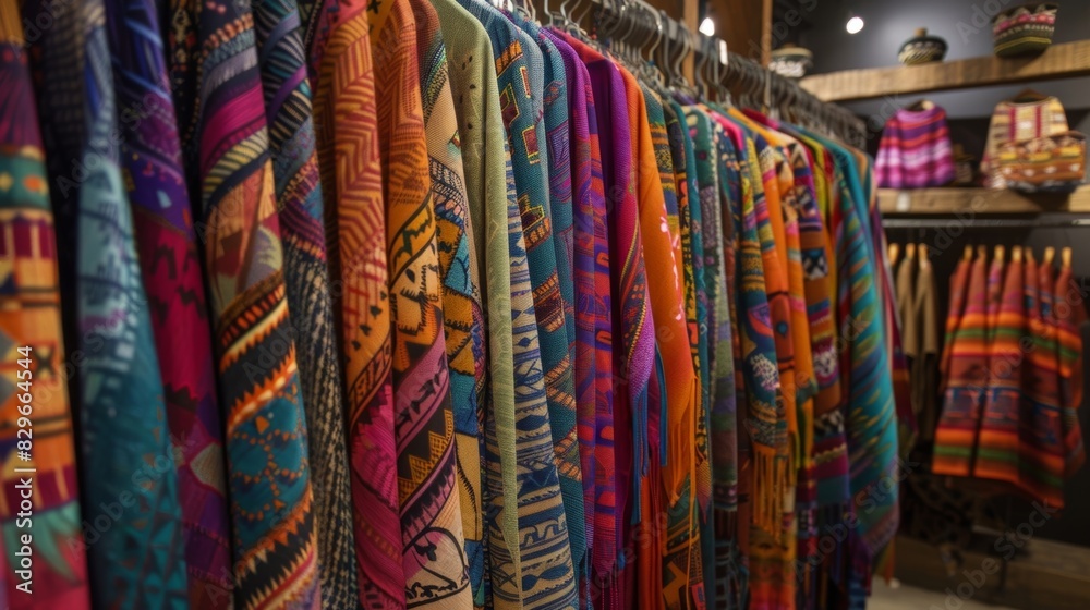 A display of handdyed silks in bold colors and patterns showcasing the fusion of Western and Indigenous influences in art and design. A display of handdyed silks in bold colors and patterns showcasing the fusion of Western and Indigenous influences in art and design.