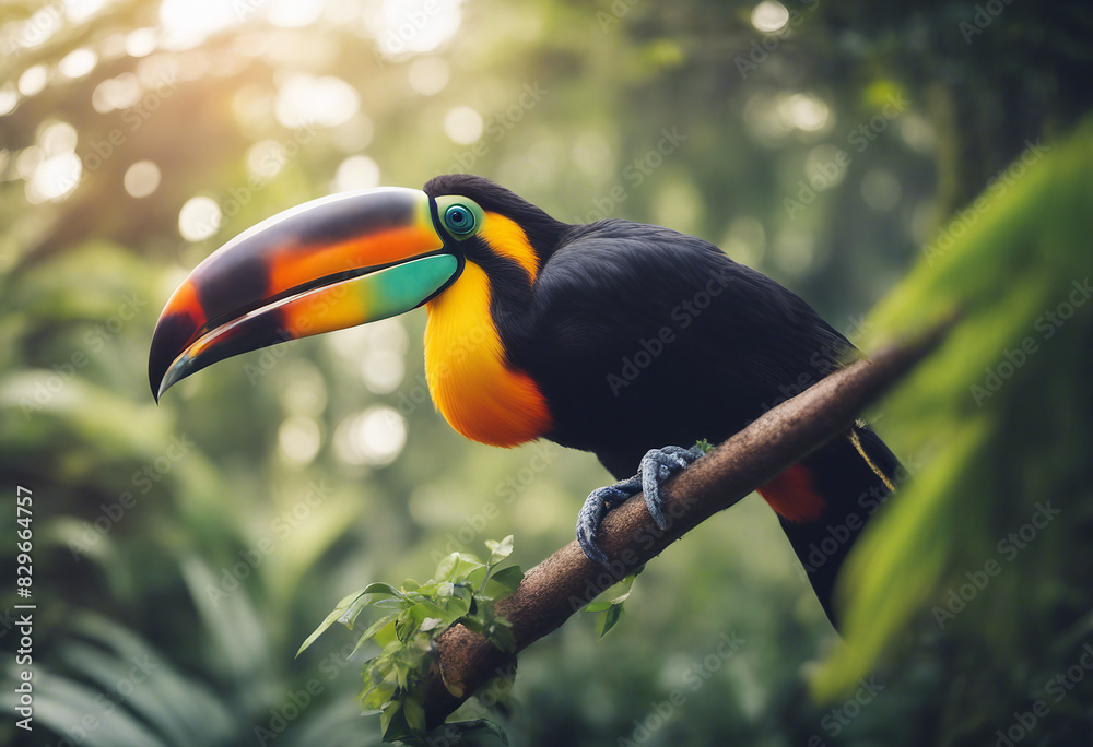 Obraz premium Giant Toucan at the nature on branch 