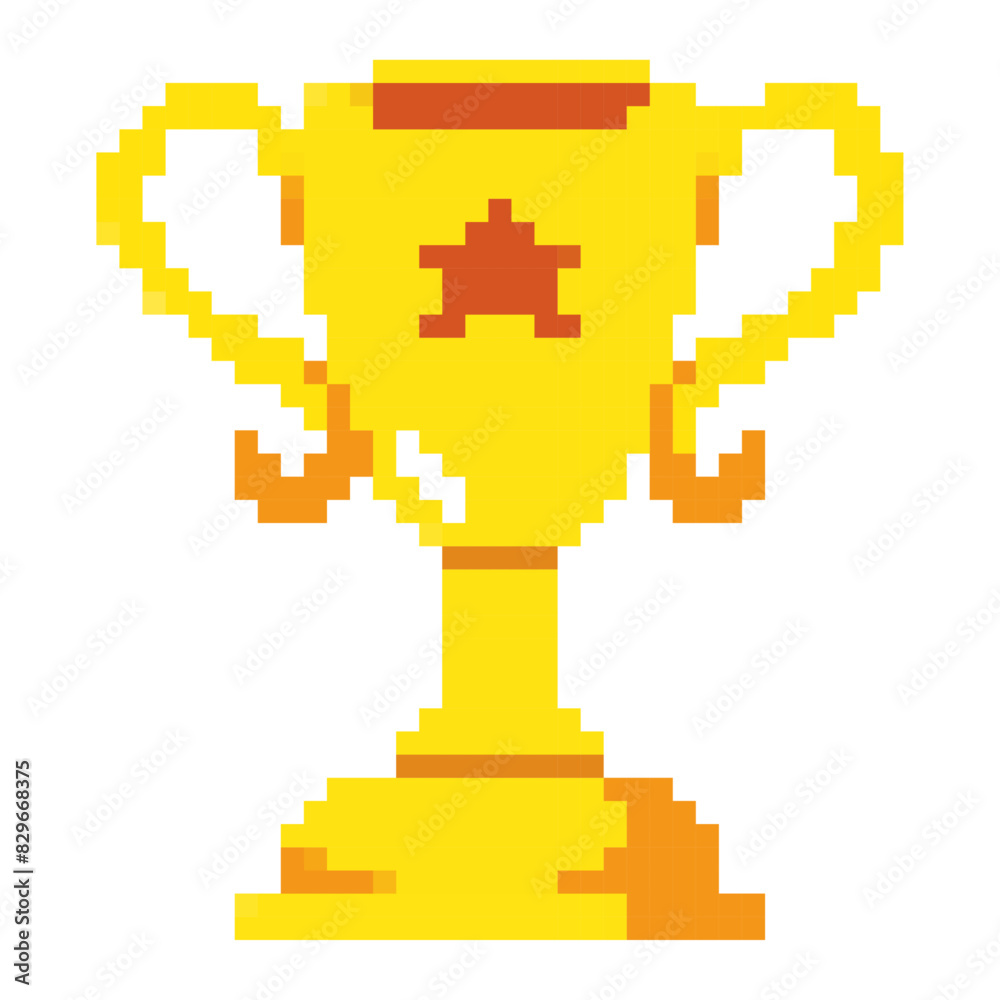 Fototapeta premium Pixel art golden cup award trophy icon