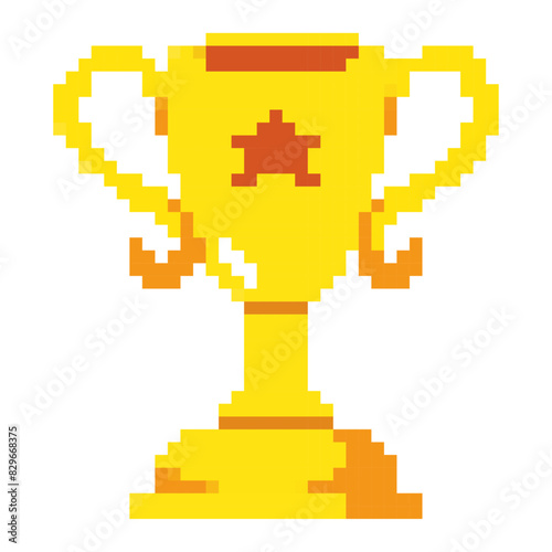 Pixel art golden cup award trophy icon
