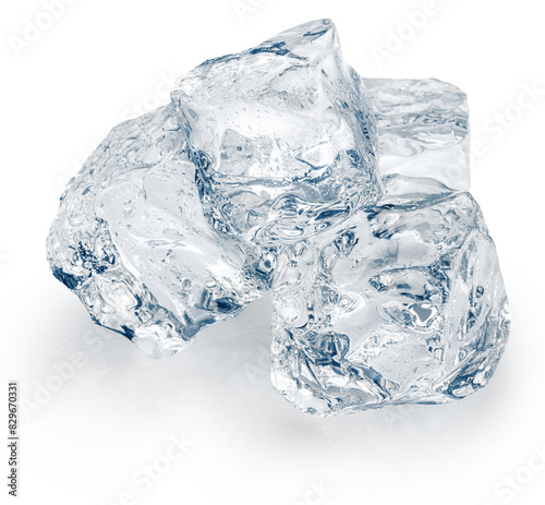 Perfect ice cubes on white background. File contains clipping paths.