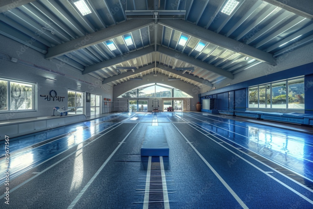 An empty indoor swimming pool. Suitable for various concepts