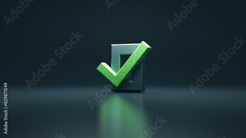 Simple green check mark on black background. Suitable for business presentations