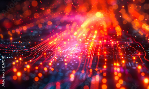 Wallpaper Mural Vibrant Fiber Optic Data Transmission - Illuminated Network Cables Transferring Digital Information in Futuristic Computing Environment Torontodigital.ca