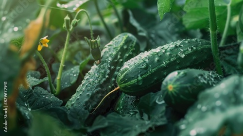 Close up of a bunch of fresh cucumbers  perfect for healthy eating concepts