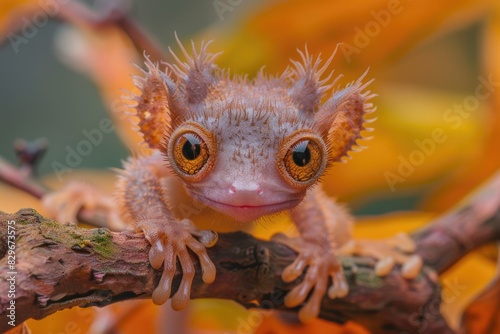 A close-up image of a small animal on a branch. Suitable for nature and wildlife themes