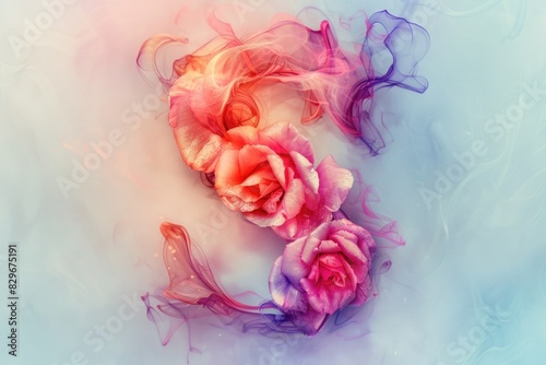 Two pink roses arranged in the shape of the letter S. Ideal for wedding invitations or floral themed designs