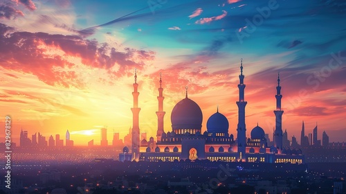 Beautiful mosque, Islamic concept photo
