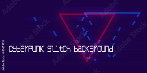 Vector illustration of an abstract glitch background. Cyberpunk concept. Colorful techno backdrop with aesthetics of vaporwave style of 80's.