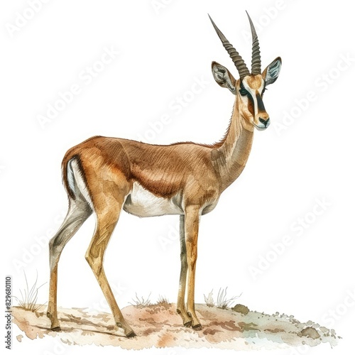 Ultra realistic watercolor style illustration of beautiful antelope  high detailed  isolated on white