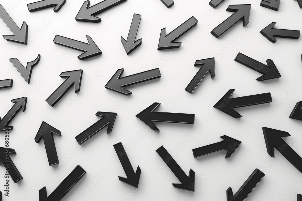 A picture of numerous black arrows on a white background. Suitable for business presentations A picture of numerous black arrows on a white background. Suitable for business presentations