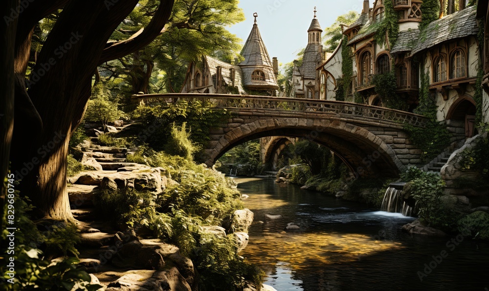 A Bridge Over a River at Dusk