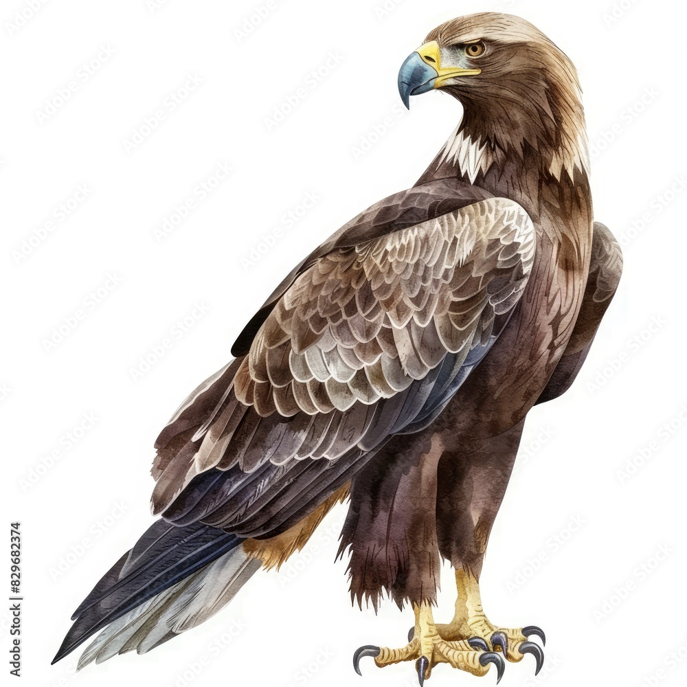 Obraz premium Ultra realistic watercolor style illustration of beautiful eagle, high detailed, isolated on white