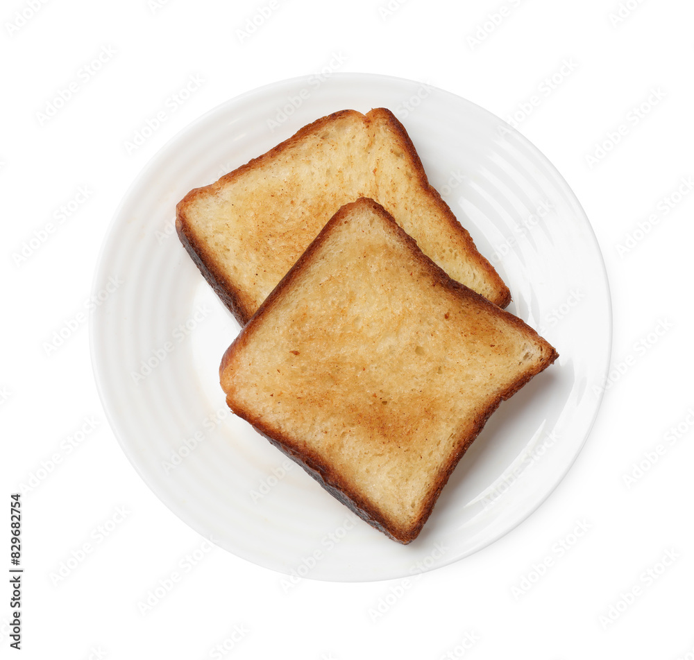 Pieces of fresh toast bread isolated on white, top view Pieces of fresh toast bread isolated on white, top view