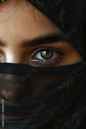 Close up image of a person wearing a veil, suitable for various projects