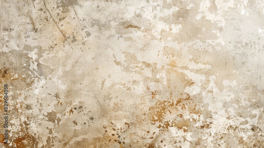 Faded beige background featuring worn paper texture and stains.