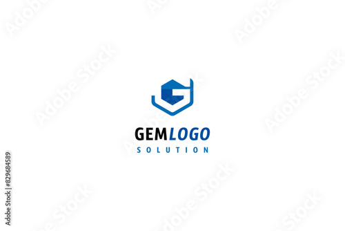 Template logo design solution with jewel (gem) and letter G included in