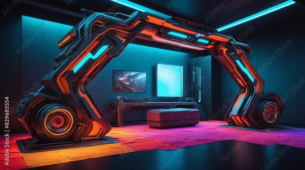 Naklejka premium Grafische 3-DElemente. Generative AI Technologie