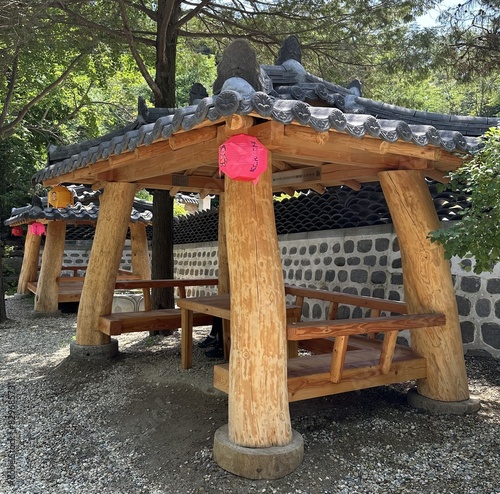 wooden bench in the garden