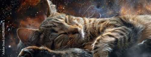 Cat Dreaming of Galactic Wonders - Feline Astronaut in Cosmic Dreamscape, Enchanting Fantasy, 4K Wallpaper © Da