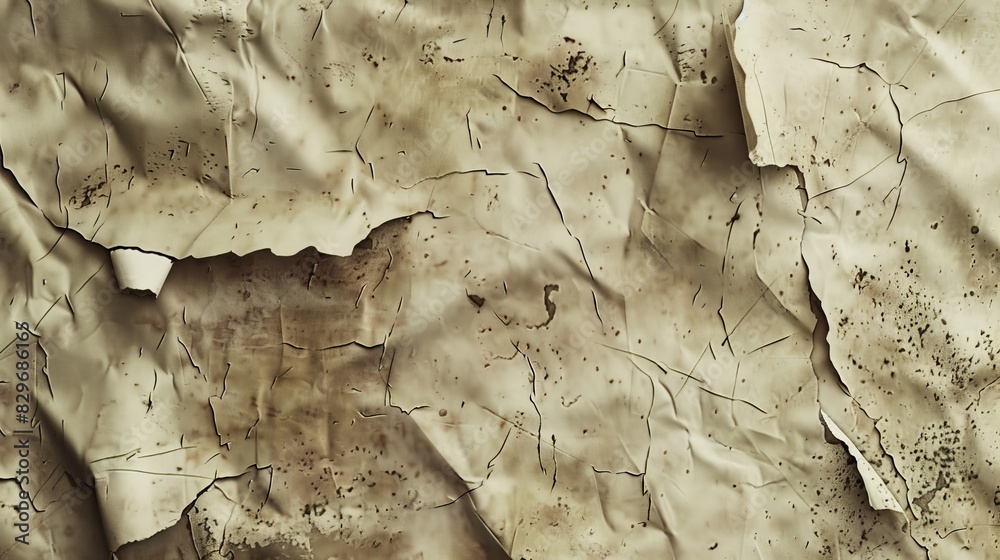 Weathered beige paper showing signs of age and grunge marks. Weathered beige paper showing signs of age and grunge marks.