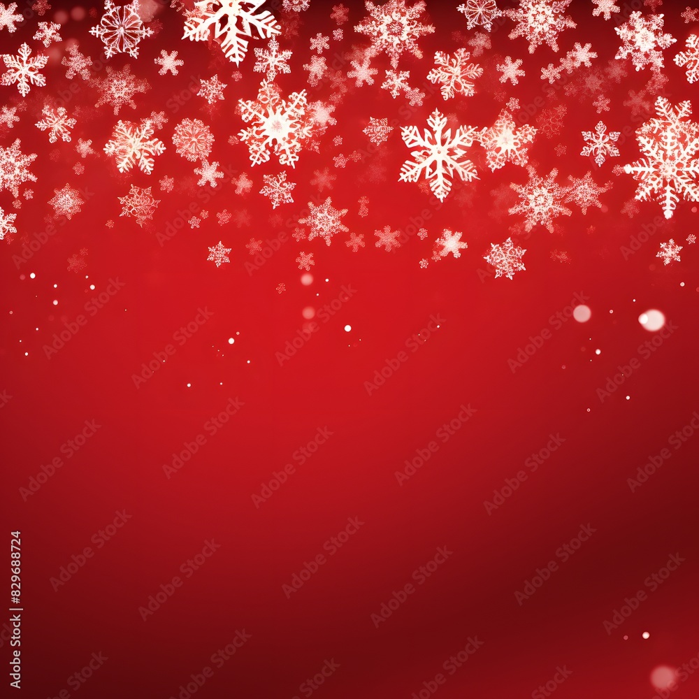 Red background with falling snowflakes. Christmas background. Generative AI. Red background with falling snowflakes. Christmas background. Generative AI.