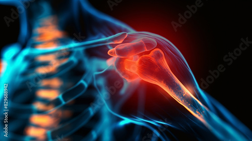 Shoulder muscle pain x-ray concept, medical treatment, rehabilitation and injury concept.