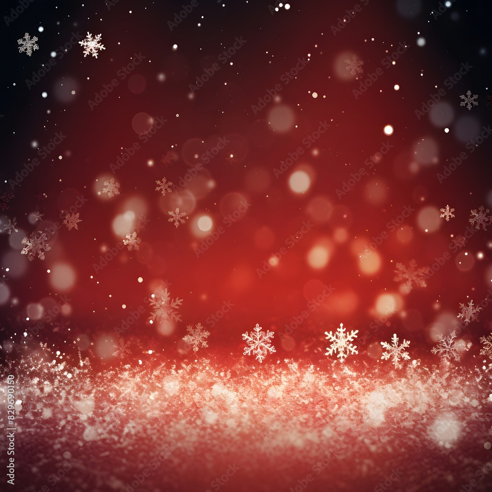 Red background with falling snowflakes. Christmas background. Generative AI. Red background with falling snowflakes. Christmas background. Generative AI.