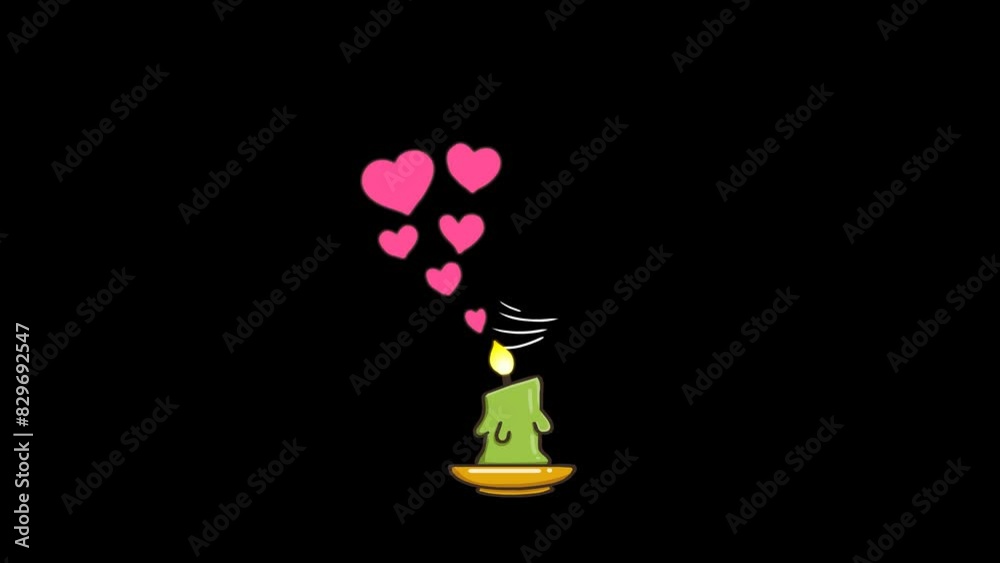 Animated Halloween Candle Heart - Transparent Background