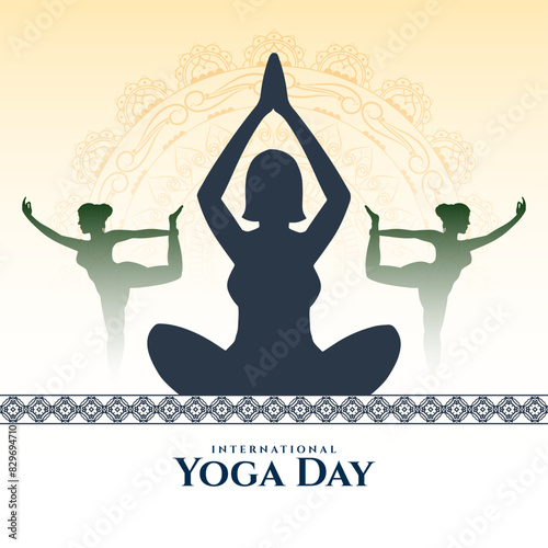 International Yoga day 21 june celebration elegant background