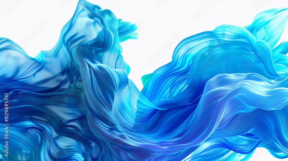 A mesmerizing array of fluid forms in shades of electric blue and turquoise, creating an otherworldly holographic effect, isolated on solid white background. A mesmerizing array of fluid forms in shades of electric blue and turquoise, creating an otherworldly holographic effect, isolated on solid white background.