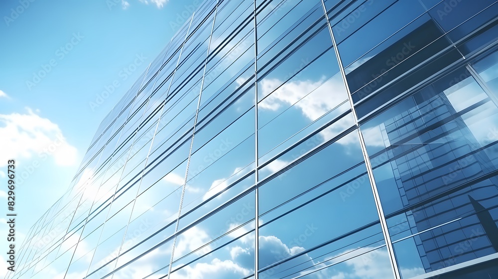 Reflective business office buildings. Modern glass building reflecting on windows. Generative AI. Reflective business office buildings. Modern glass building reflecting on windows. Generative AI.