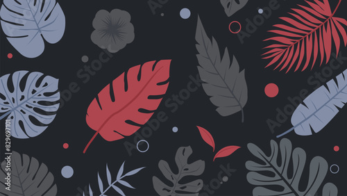 Colourful Tropical Leaves Background or Botanical Elements Vector Illustrator