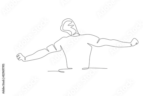 A fresh man has just woken up. Waking up in the morning concept one-line drawing