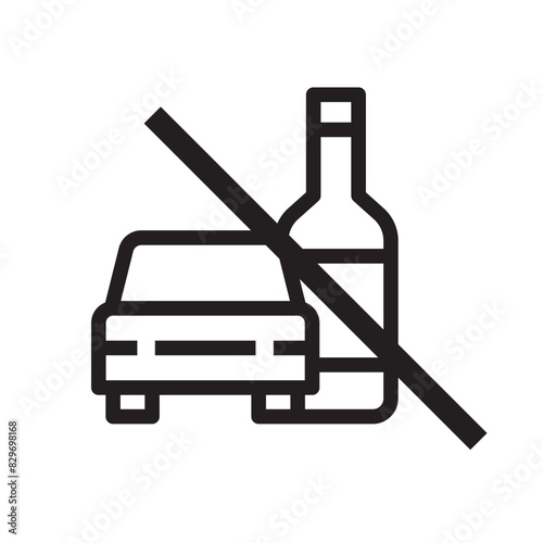 Don't drink and drive pictogram sign, Prohibition symbol, Simple flat design, Vector Illustration