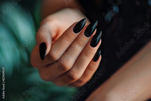 Female hands manicure close up. Gel nail polish. Manicure salon banner concept