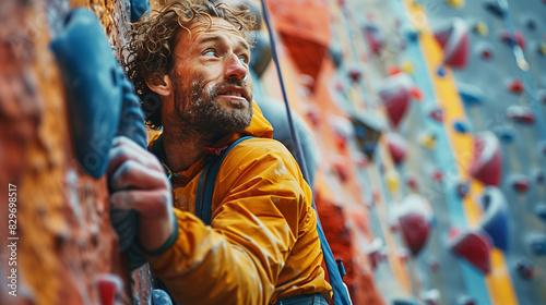 man with rock climbing acti...