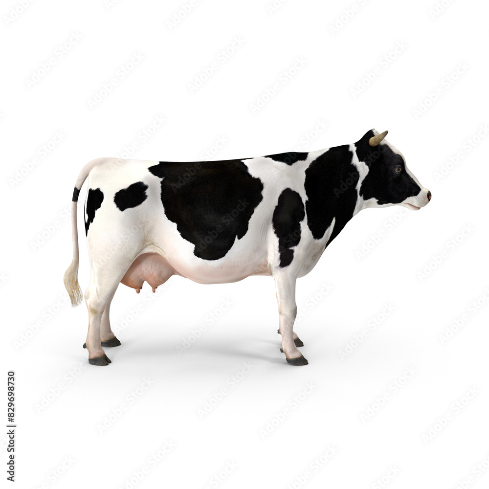 cute 3D cartoon cow vector illustration on isolated background