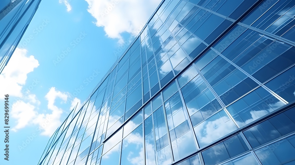Reflective business office buildings. Modern glass building reflecting on windows. Generative AI. Reflective business office buildings. Modern glass building reflecting on windows. Generative AI.