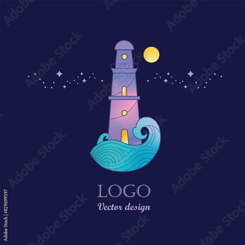 Mystical Lighthouse  spiritual vector  symbol. Psychology, philosophy, mind, energy, yoga and spirit  insight and subconscious concept
