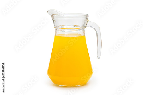 Jug with orange juice isolated on white background