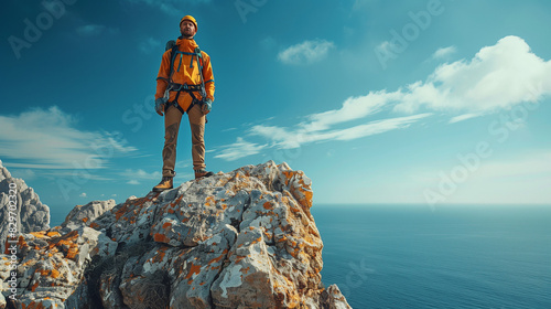 person on top of mountain, ...