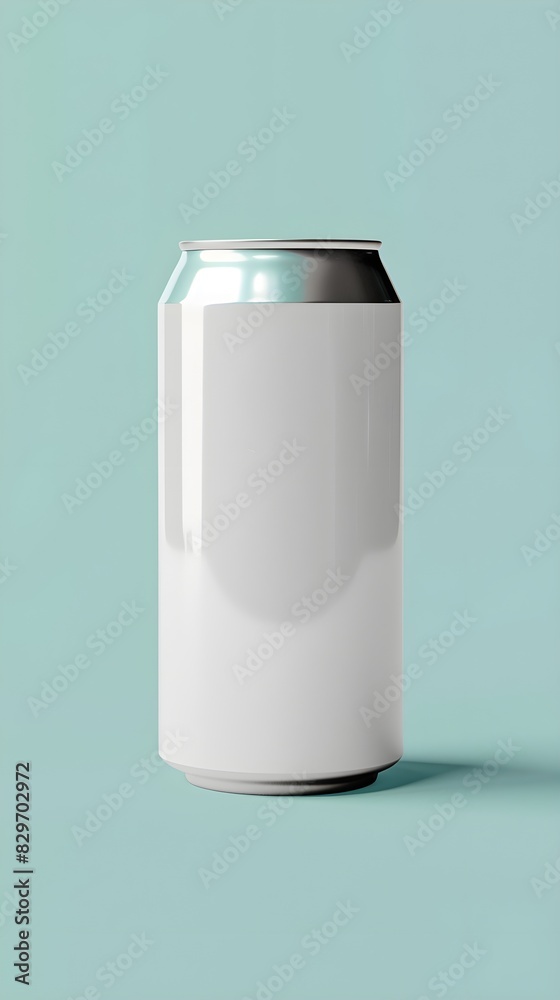 Plain White metal drink can, Mockup on mint green background hue, minimal, wallpaper background, mockup display for product Plain White metal drink can, Mockup on mint green background hue, minimal, wallpaper background, mockup display for product