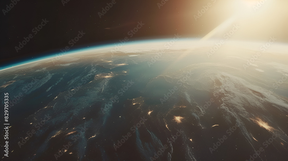 Sunrise Over Earth from Space Capturing the Planet's Curvature and Light Glow