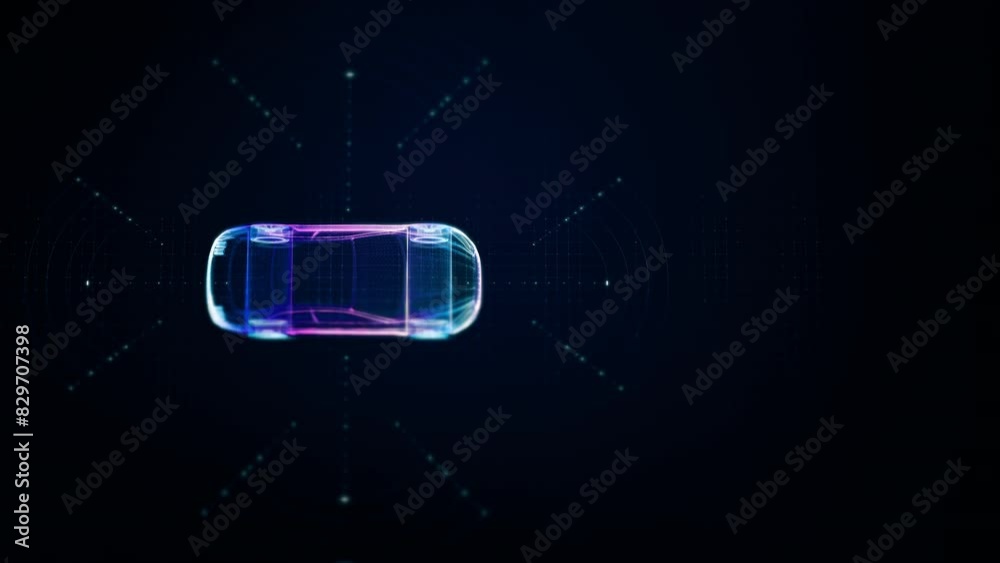 Advanced holographic motion graphics vividly depict an autonomous ...