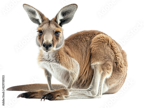A kangaroo is laying down on a white background © Napa