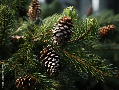 Pine tree branch with cones...