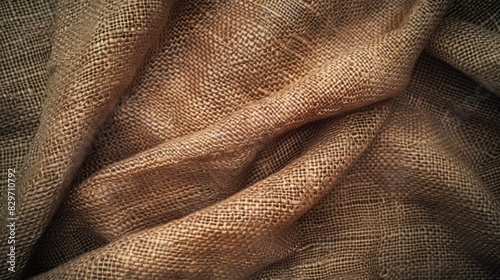 Close-Up Of Brown Sackcloth Fabric With A Rough Texture. photo
