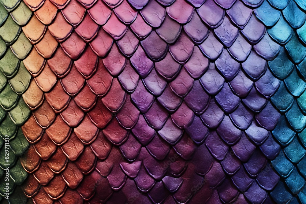 Vibrant multicolored fish scale texture pattern with shades of blue, green, purple, and red, perfect for backgrounds and creative designs. Vibrant multicolored fish scale texture pattern with shades of blue, green, purple, and red, perfect for backgrounds and creative designs.