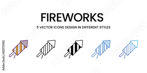 Fireworks vector icons set stock illustration
